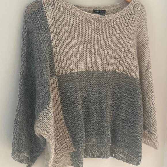 Eileen Fisher Colorblock Alpaca Blend Sweater | Oversized Boxy Size Medium - Picture 5 of 7